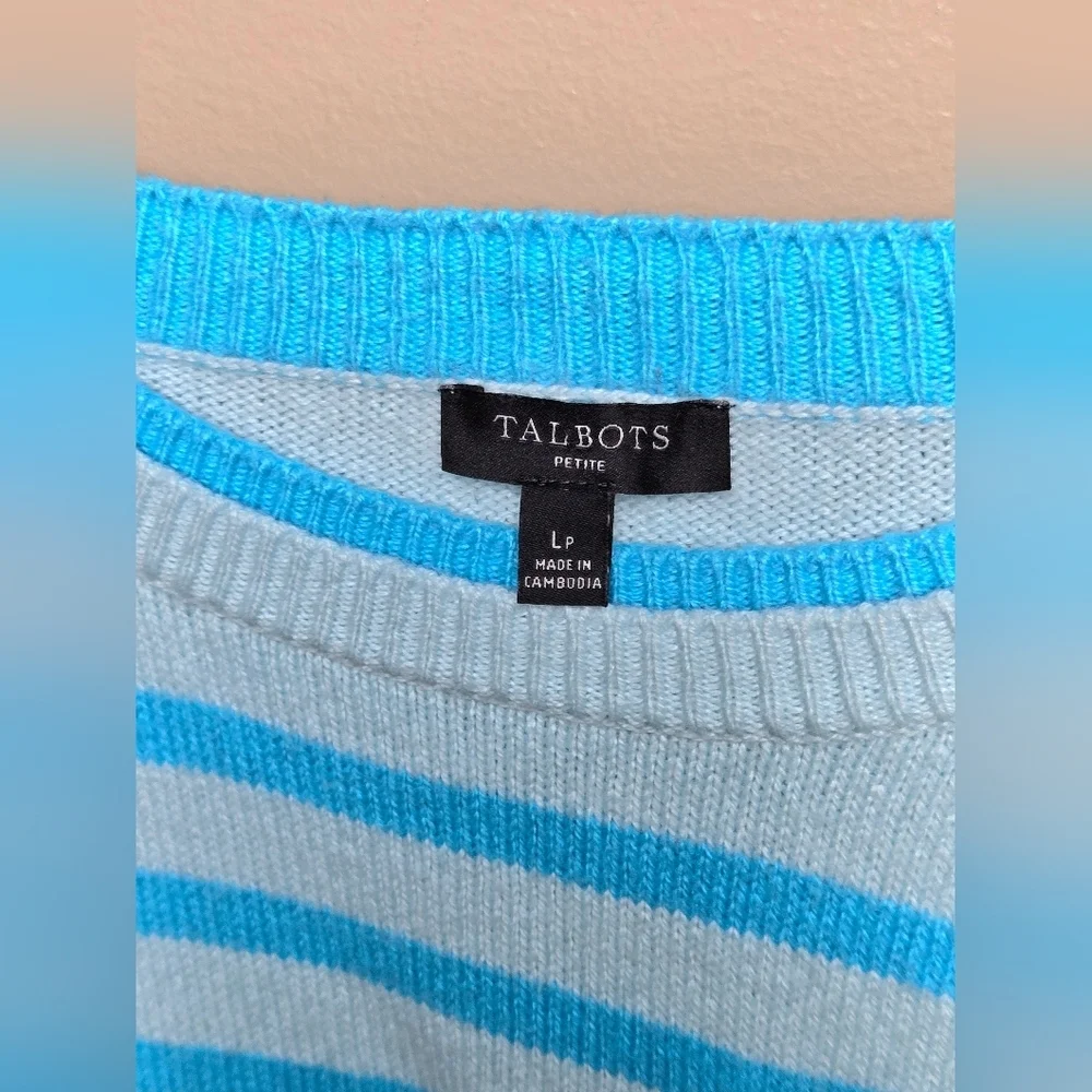Talbots Wool Blend Quiet‎ Luxury Coastal Striped Sweater, Large Petite